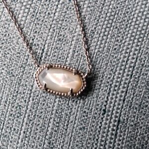 Kendra Scott Silver Necklace with Cream Pendant